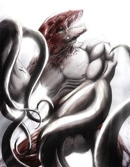 balls biceps bodily_fluids dark drooling genitals gore leaking liquid male muscular muscular_humanoid muscular_male nude saliva sex simple_background solo tentacles what white_background i-si-u alebender canid canine canis domestic_dog humanoid hybrid mammal monster monstrous_humanoid tentacle_creature undead zombie comic hi_res spot_color traditional_media_(artwork)