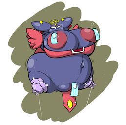 anthro areola belly belly_expansion belly_inflation big_belly big_breasts big_vulva breast_expansion breasts clothed clothing ear_piercing expansion eyelashes female floppy_ears forehead_gem fur gem genital_expansion genitals halo huge_belly huge_breasts hyper hyper_genitalia hyper_inflation hyper_vulva inflation leaking_air makeup nipples piercing plump_labia puffy_nipples simple_background solo spherical_inflation sunken_limbs talisman talisman_on_pussy talisman_pasties tethered vulva vulva_expansion dragonfron nine_sols red_candle_games goumang_(nine_sols) felid feline mammal solarian 2026 digital_media_(artwork)