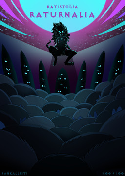 anthro big_hair blue_eyes chest_markings female feral glowing glowing_eyes group hair markings silhouette sitting title pankallisti circe_(pankallisti) mammal murid murine rat rodent cover cover_art cover_page hi_res mother_(lore) mother_and_child_(lore) parent_(lore) parent_and_child_(lore)