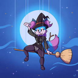 breasts clothed clothing female full_moon genitals headgear holidays looking_at_viewer moon night outside presenting presenting_vulva puppet solo spread_legs spreading tail vulva mr_harinezumi halloween nintendo pokemon braixen generation_6_pokemon pokemon_(species) 1:1 digital_media_(artwork) hi_res
