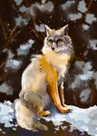 feral fluffy fluffy_tail forest fur grey_body grey_fur male plant snow solo tail tree winter yellow_eyes fennefox canid canine corsac_fox fox mammal true_fox hi_res wallpaper