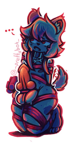 animal_genitalia animal_penis anthro balls big_balls big_penis bone_pendant canine_genitalia canine_penis collar erection femboy fluffy fluffy_tail genitals gift_wrapped hair kneeling knot male nipples penis red_eyes round_ears short_tail simple_background solo tail tail_motion tailwag text toony prettybo4 canid canine mammal 2026 absurd_res artist_name hi_res trans_(lore) trans_man_(lore)
