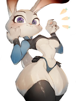 anthro big_breasts blush breasts carrot clothing curvy_figure female food hourglass_figure looking_at_viewer medium_breasts navel nipple_outline plant pose purple_eyes scut_tail short_tail small_waist solo tail thick_thighs thong topwear under_boob underwear vegetable wide_hips fumio936 disney zootopia judy_hopps european_rabbit lagomorph leporid mammal oryctolagus rabbit 3:4 colored detailed digital_drawing_(artwork) digital_media_(artwork) hi_res shaded