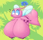 anthro areola big_breasts big_butt blue_sclera breasts butt female flying huge_breasts insect_wings looking_down nipples nude pink_body plant question_mark solo surprise thick_thighs white_eyes wings huztar nintendo pikmin elemental_creature flora_fauna pikmin_(species) pink_pikmin winged_pikmin 2020 digital_media_(artwork) hi_res