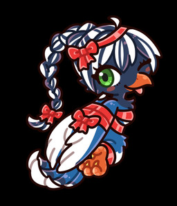 anthro arms_tied_behind_back bdsm beak black_body black_feathers blue_body blue_feathers blush blush_stickers bondage bound bow_ribbon braided_hair breasts cheek_tuft claws convenient_censorship facial_tuft feathers feet female fluffy green_eyes hair happy holidays kneeling looking_at_viewer looking_back looking_back_at_viewer neck_tuft non-mammal_breasts nude nude_female one_eye_closed open_beak open_mouth orange_beak ponytail restrained_arms ribbon_bondage ribbon_restrained ribbons simple_background smile solo stripes tail tail_feathers talons toe_claws toes tongue tongue_out tuft white_body white_feathers wings wink winking_at_viewer winter_coat koto0v0haru christmas cissa_(idorrth) avian bird corvid magpie_(corvid) oscine passerine digital_media_(artwork) hi_res