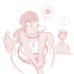 anthro big_breasts breasts collar duo female male overweight simple_background white_background shyguy9 monroe_(d.e.belton) human mammal 2015 sketch