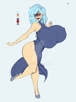 1_eye 5_fingers big_breasts blue_hair blush breasts butt clothed clothing dancing dress eyebrows female fingers footwear hair huge_breasts hyper hyper_breasts lips lipstick looking_at_viewer makeup nipple_outline nipples not_furry shoes simple_background smile solo thick_lips tight_clothing neme303 nemesisprime909 cyclops humanoid mammal monster 2025 digital_media_(artwork)
