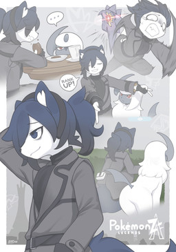 5_fingers ambiguous_gender anthro biped blue_eyes blue_hair blue_tail bottomwear butt clenched_teeth clothed clothed_anthro clothing eyes_closed feral fingers front_view fully_clothed fully_clothed_anthro fur furniture gloves group hair handwear horn jacket looking_at_another outside pants purple_body rear_view red_eyes sitting smile standing table tail teeth topwear trio white_body white_fur zinfyu nintendo pokemon absol generation_3_pokemon generation_9_pokemon mammal mega_evolution mega_starmie pokemon_(species) 2025 absurd_res digital_drawing_(artwork) digital_media_(artwork) hi_res