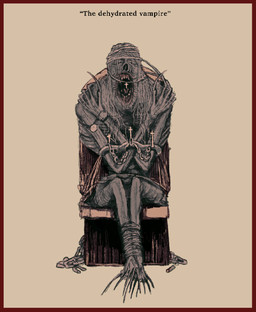 ambiguous_gender anterior_nasal_aperture arms_tied border bound chain chair cross dehydrated dehydration emaciated furniture hair horror_(theme) legs_tied not_furry open_mouth red_border simple_background sitting solo teeth text torture plastiboo humanoid mammal vampire digital_media_(artwork) english_text hi_res sketch