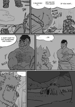 arrow_(weapon) clothing dialogue hairy male piercing quiver_(object) ranged_weapon text weapon husky92 european_mythology greek_mythology mythology bovid bovine human humanoid mammal minotaur orc comic english_text hi_res monochrome multiple_scenes
