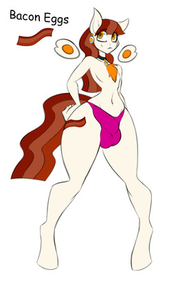anthro bacon brown_hair bulge clothed clothing collar egg food hair male meat panties solo topless underwear wings yellow_eyes jrvanesbroek hasbro my_little_pony mythology fan_character equid equine mammal mythological_creature mythological_equine pegasus 2017