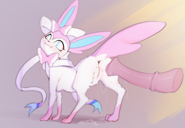 :3 animal_genitalia animal_penis anus blue_eyes bodily_fluids disembodied_penis duo equine_genitalia equine_penis eyelashes female female_feral female_focus feral feral_focus flared_penis fur genital_fluids genitals grey_background imminent_sex innie_vulva leg_markings looking_at_another looking_at_genitalia looking_at_penis looking_back looking_back_at_another male male/female markings medial_ring multicolored_body multicolored_fur paws penis pink_body pink_fur quadruped ribbons_(anatomy) simple_background socks_(marking) solo_focus three-quarter_view two_tone_body two_tone_fur vaginal_fluid_string vaginal_fluids vaginal_fluids_on_ground vulva white_body white_fur lunargent nintendo pokemon eeveelution generation_6_pokemon pokemon_(species) sylveon 2026 digital_drawing_(artwork) digital_media_(artwork) hi_res shaded soft_shading