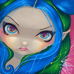 blue_eyes eyebrows eyelashes female hair highlights_(coloring) humanoid_pointy_ears lips long_hair looking_at_viewer makeup multicolored_eyes not_furry pink_lips pointy_ears pupils simple_background solo jasmine_becket-griffith fairy humanoid mammal 2009 dated formal_art low_res painting_(artwork) traditional_media_(artwork) traditional_painting_(artwork)