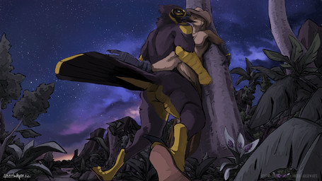 ambiguous_penetration anthro avian_feet claws clothing cowboy_hat detailed_background duo feathers female female_penetrated hat hat_only headgear headgear_only headwear headwear_only hiking larger_male leg_wrap legs_around_partner male male/female male_penetrating male_penetrating_female mostly_nude nature night outside penetration scenery sex size_difference sky smaller_female stand_and_carry_position standing standing_sex star tail tail_feathers toe_claws aquila_chrysaetos aquila_fiacra lizanne accipitrid accipitriform avian bird eagle golden_eagle lyrebird oscine passerine superb_lyrebird true_eagle 16:9 hi_res widescreen