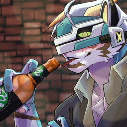 anthro armor blonde_hair blue_body blue_fur blush bottle container drinking drunk fur green_eyes hair looking_at_viewer male muscular pecs smile solo striped_body striped_fur stripes substance_intoxication superhero visor aoi_tachi0 lifewonders live_a_hero rexer felid mammal pantherine tiger 1:1 hi_res