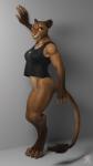 anthro athletic athletic_anthro athletic_female bottomless brown_body brown_eyes brown_fur claws clothed clothing digitigrade female fur shirt solo tank_top topwear thirteeenth jorie_(thirteeenth) felid lion mammal pantherine 3d_(artwork) autodesk_3ds_max_(artwork) digital_media_(artwork)