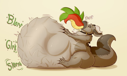 4_fingers 4_toes anthro belly big_belly black_claws butt claws collar duo feet fingers grey_body horn huge_belly imminent_death male male/male multicolored_body oral_vore overweight overweight_anthro overweight_male overweight_pred red_body simple_background sitting size_difference smaller_pred tail tan_background toes vore white_horn blitzit mythology blitzit_(character) shiriko_(character) dragon kobold mythological_creature mythological_scalie scalie hi_res shaded