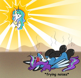 duo female feral humor male wings opalacorn friendship_is_magic hasbro my_little_pony mythology fan_character nyaaa_foxx princess_celestia_(mlp) equid equine horse mammal mythological_creature mythological_equine pegasus pony hi_res