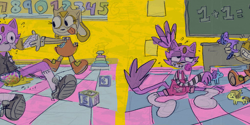 age_regression ageplay anthro baby_bottle block bodily_fluids braces chalkboard checkered checkered_floor clothed clothing desk diaper duo embarrassed exclamation_point feces feeding_bottle female footwear furniture genital_fluids giggle hoodie infantilism information_board leaking_diaper legwear letter loli nervous number nursery overalls pacifier peeing potty pull-ups_(diaper) roleplay scatplay shrinking size_transformation soiled_diaper soiling sweat table topwear toy transformation unclean_diaper urine used_diaper wearing_diaper wet wetting young young_anthro young_female cate_wurtz sega sonic_the_hedgehog_(series) blaze_the_cat cream_the_rabbit felid feline felis lagomorph leporid mammal rabbit 2015 absurd_res comic hi_res long_image wide_image
