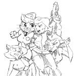 anthro female group gun handgun pistol police ranged_weapon weapon smekbo disney hanna-barbera metro-goldwyn-mayer patrol_03 swat_kats tom_and_jerry treasure_planet captain_amelia felina_feral katy_o'kitty pamela_bondani domestic_cat felid feline felis mammal black_and_white crossover monochrome