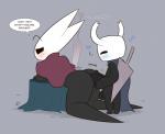 2017 ambiguous_penetration arthropod balls big_penis blush bottomless butt clothed clothing dialogue duo english_text erection featureless_(disambiguation) female female_penetrated from_behind_position genitals heart_symbol hi_res hollow_knight hornet_(hollow_knight) huge_penis humanoid humanoid_genitalia humanoid_penis incest_(lore) insect kilinah larger_female larger_penetrated long_penis male male/female male_penetrating male_penetrating_female melee_weapon penetration penis sex size_difference small_but_hung smaller_male speech_bubble team_cherry text the_knight_(hollow_knight) thick_penis vessel_(species) weapon