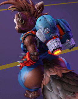 4_fingers anthro big_butt big_tail black_nose blue_clothing blue_topwear bottom_heavy bottomless bottomless_anthro bottomless_male bottomwear brown_body brown_fur brown_hair butt butt_focus clothed clothing ear_piercing ear_ring empty_eyes explosion exposed_butt fangs feet fingers fur gesture gloves hair hand_gesture handwear hindpaw huge_butt jet_pack jumpsuit looking_at_viewer looking_back male markings middle_finger mohawk orange_clothing orange_gloves orange_handwear pants paws piercing presenting presenting_hindquarters rear_view red_eyes ring_(marking) ring_piercing ringed_tail shaking_butt sharp_teeth short shortstack shortstack_male solo spiked_gloves spikes standing striped_markings striped_tail stripes tail tail_markings tail_motion tailwag teasing teasing_viewer teeth thick_tail thick_thighs thumbs_up tongue tongue_out topwear torn_bottomwear torn_clothing torn_jumpsuit torn_pants wide_hips willie_piv guardians_of_the_galaxy marvel marvel_rivals rocket_raccoon mammal procyonid raccoon 2025 3d_(artwork) 3d_animation animated digital_media_(artwork) hi_res high_framerate no_sound short_playtime video