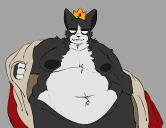 ambiguous_gender anthro clothing obese overweight smile solo stretch_marks undressing white_eyes sudo7 mewgenics the_destroyer_(mewgenics) domestic_cat felid feline felis mammal tuxedo_cat