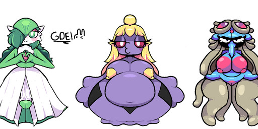 anthro belly big_belly big_breasts big_penis blonde_hair blue_body blush breasts eyeshadow female femboy fur genitals gesture green_eyes green_hair group hair hair_over_eye heart_gesture looking_at_viewer makeup male muscular nipples nude overweight penis pokemorph pseudo_hair purple_body red_eyes tentacle_hair tentacles thick_thighs vulva yellow_nipples gdei nintendo pokemon gardevoir generation_1_pokemon generation_3_pokemon humanoid manectric pokemon_(species) swalot tentacruel digital_media_(artwork) hi_res