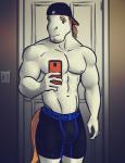 anthro athlete bulge clothing compression_shorts electronics facial_hair hat headgear headwear male muscular muscular_anthro muscular_male nipples phone selfie solo text text_on_clothing text_on_underwear underwear bgn denver_broncos nfl nike miles_(mascot) equid equine horse mammal 2014 digital_media_(artwork) english_text