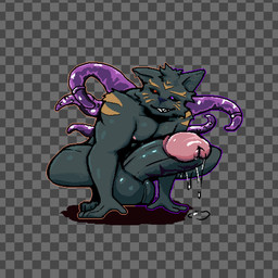 anthro balls big_balls big_penis black_body black_fur black_sclera bodily_fluids checkered checkered_background crouching dripping erection fur genital_fluids genitals glans grin heterochromia huge_balls huge_penis humanoid_genitalia humanoid_penis hyper hyper_genitalia hyper_penis looking_at_viewer male nipples pattern_background penis pink_glans pink_nipples precum precum_drip purple_eyes red_eyes simple_background smile solo tentacles velvetdraw canid canine canis hybrid mammal wolf 1:1 absurd_res digital_media_(artwork) hi_res pixel_(artwork)