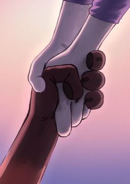 anthro clothing duo female fingers fur grey_body grey_fur hand_holding male simple_background nyeong disney zootopia judy_hopps nick_wilde canid canine european_rabbit fox lagomorph leporid mammal oryctolagus rabbit red_fox true_fox digital_media_(artwork) hi_res