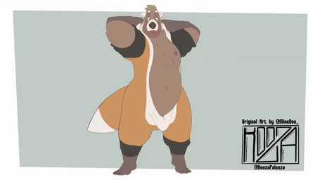 5_fingers 5_toes animal_onesie anthro barefoot belly belly_bounce big_belly big_butt black_nose blep blonde_hair border bouncing_penis brown_body brown_fur brown_nipples bulge butt clothed clothing feet fingers fur genitals grey_background hair head_tuft hood_up male navel nipples onesie onesie_only open_onesie orange_onesie overweight overweight_male penis pulling_hood_up raised_arm raised_foot rolled_up_sleeves simple_background solo standing text toes tongue tongue_out tuft turning_around white_body white_border white_fur koozapalooza minedoo_(character) ailurid mammal red_panda 16:9 2024 2d_animation animated english_text hi_res no_sound short_playtime signature video widescreen