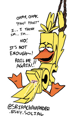 anal_fluids anal_request anthro anus arms_above_head arms_tied begging blush bodily_fluids bound cum cum_drip cum_in_ass cum_inside dripping genital_fluids male solo spread_legs spreading srirachamander wordworld duck_(wordworld) anatid anseriform avian bird duck hi_res