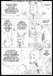 anthro clothed clothing dialogue dipstick_ears duo ear_markings female kneeling male male/female multicolored_ears necktie romantic shirt speech_bubble text topwear borba disney zootopia judy_hopps nick_wilde canid canine fox lagomorph leporid mammal rabbit red_fox true_fox 2019 black_and_white comic english_text monochrome sketch