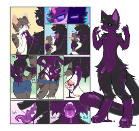 anthro corruption duo glowing glowing_eyes goo_transformation male male/male ringed_eyes simple_background transformation transformation_sequence slashkill acespade ren_(nootsponge) felid goo_creature mammal absurd_res comic hi_res