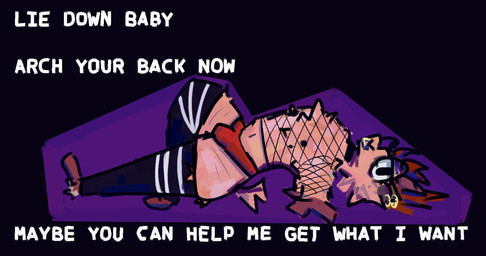 alternative_fashion anthro big_butt black_clothing black_footwear black_socks bulge butt clothed clothed_male clothing ear_piercing ear_ring exposed_chest eyewear facial_piercing femboy fishnet_clothing footwear fur gesture glasses hooves horn legwear looking_at_viewer lyrics male nipples nose_piercing nose_ring piercing pink_body pink_fur punk ring_piercing short_tail simple_background socks solo stretch_marks suggestive suggestive_gesture tail text thick_thighs thigh_highs thong underwear white_eyes goathatesshawn gote_(goathatesshawn) bovid caprine goat mammal english_text hi_res