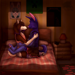 afternoon anthro bed blue_body blue_fur bottomwear clothed clothing crossdressing duo electronics femboy fur furniture game_console hair inside jewelry legwear male male/male necklace nuzzling on_lap paws poster sitting sitting_on_lap skirt stockings sunset mainarashenzai metallica microsoft minecraft mojang nintendo nintendo_ds nintendo_ds_family pokemon xbox_game_studios canid canine canis domestic_dog eeveelution generation_4_pokemon glaceon husky hybrid lagomorph leporid mammal nordic_sled_dog pokemon_(species) rabbit spitz 1:1 2015 hi_res