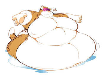 anthro belly big_belly big_butt big_moobs butt chubby_cheeks dialogue double_chin eyewear fat_arms fur huge_belly huge_butt huge_moobs hyper hyper_belly hyper_butt hyper_moobs love_handles male moobs morbidly_obese morbidly_obese_anthro morbidly_obese_male obese obese_anthro obese_male overweight overweight_anthro overweight_male partially_submerged pawpads pink_nose solo spots stuck sunglasses text white_body white_fur yellow_body yellow_fur boot_(artist) 2k_(boot) felid leopard mammal pantherine 2023 colored english_text