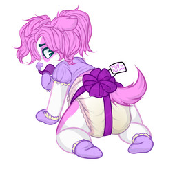 ambiguous_gender anthro bodily_fluids clothing crawling diaper fur genital_fluids hair pacifier simple_background solo text unclean_diaper urine used_diaper wet_diaper wetting young young_anthro monsterbunny 2017 archived_source digital_drawing_(artwork) digital_media_(artwork) english_text
