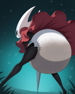 anthro big_diaper diaper feces female rear_view soiled soiled_diaper soiling solo unclean_diaper used_diaper micaelaart hollow_knight_(franchise) team_cherry hornet_(hollow_knight) arthropod insect 4:5 absurd_res hi_res