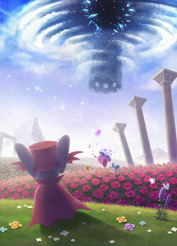 ambiguous_gender anthro blowing_bubbles blue_body cape closed_smile clothed clothed_anthro clothing day eyes_closed feral flower flower_field grass grass_field group happy hat headgear headwear mountain mouth_closed open_mouth open_smile outside pillar pink_body plant playing portal red_cape red_clothing rose_(flower) size_difference sky smile solo_focus yellow_body 5health kirby_(series) kirby_squeak_squad nintendo bubble_kirby daroach kirby ambient_arthropod ambient_butterfly ambient_insect mammal murid murine rat rodent squeak_(kirby) waddling_head 2017 digital_drawing_(artwork) digital_media_(artwork) hi_res japanese_description male_(lore)