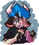 anthro big_ears big_horn blush bodily_fluids breasts cum cum_drip cum_in_mouth cum_inside cum_on_body cum_on_breasts cum_on_chest cum_on_face cum_on_penis dripping ejaculation excessive_cum excessive_genital_fluids fellatio female genital_fluids genitals horn leaking_cum makeup oral penile penis ruined_makeup sex solo tael tael_the_cow animal_humanoid bovid bovid_humanoid bovine bovine_humanoid cattle cattle_humanoid humanoid mammal mammal_humanoid hi_res