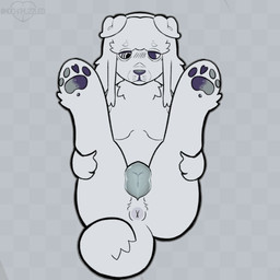 andromorph animal_genitalia animal_vulva anthro anus canine_genitalia canine_vulva genitals intersex legs_up presenting presenting_anus presenting_vulva solo vulva mochamuzzled canid canine mammal 1:1 absurd_res hi_res