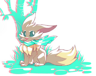 ambiguous_gender blue_scarf brown_body brown_fur feral fur grass paws pink_nose plant pupils scarf sitting solo tail teal_eyes tree white_pupils yassui nintendo pokemon eevee generation_1_pokemon pokemon_(species) 2013 5:4 digital_drawing_(artwork) digital_media_(artwork) full-length_portrait portrait shaded