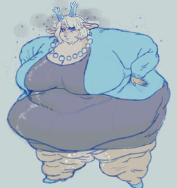anthro antlers belly big_belly big_breasts blonde_hair blue_antlers blue_lipstick blue_nose breasts cleavage clothed clothing eyelashes eyeshadow fat_arms fat_legs female footwear freckles fur gem grumpy hair high_heels horn huge_breasts jewelry lipstick makeup mature_anthro mature_female morbidly_obese morbidly_obese_anthro morbidly_obese_female necklace obese obese_anthro obese_female overweight overweight_anthro overweight_female pearl_(gem) pearl_necklace shoes simple_background snowflake solo standing tan_body tan_fur wrinkles pillowknight deltarune undertale_(series) carol_holiday deer mammal new_world_deer reindeer hi_res