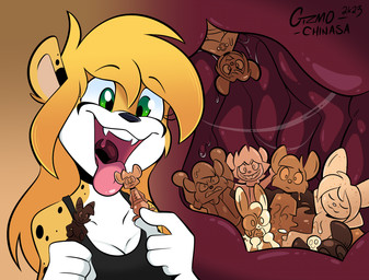 anthro breasts cleavage clothed clothed_anthro clothed_female clothing cookie digestion eating eyebrow_through_hair eyebrows eyelashes female food hair inside_stomach internal open_mouth open_smile organs smile solo stomach teeth tongue translucent translucent_hair uvula gizmochinasa chinasa_lopp cheetah felid feline mammal 2023 dated digital_drawing_(artwork) digital_media_(artwork) hi_res signature