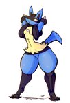 anthro breasts chest_spike female hand_spike orange_eyes small_breasts solo spikes spikes_(anatomy) tail thick_thighs sirphilliam nintendo pokemon generation_4_pokemon lucario pokemon_(species) absurd_res hi_res