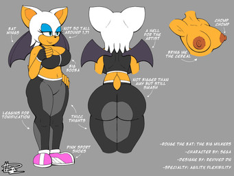 anthro athletic_wear big_breasts big_butt bottomwear bra breasts brown_nipples butt clothing crop_top eyelashes eyeshadow female fingerless_gloves footwear fur gloves green_eyes handwear huge_butt huge_hips huge_thighs makeup membrane_(anatomy) membranous_wings nipples pants shirt shoes solo sports_bra tail tan_body thick_thighs topwear underwear white_body white_fur wide_hips wings yoga_pants dn28 sega sonic_the_hedgehog_(series) rouge_the_bat bat mammal 4:3 hi_res model_sheet