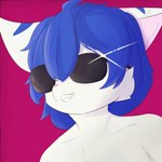 anthro bangs blue_hair eyewear fur hair kemono looking_away male multicolored_body multicolored_fur nude pink_background pink_nose simple_background smile solo sunglasses two_tone_body two_tone_fur white_body white_fur chocomint_texa chad_(meme) gigachad texa_(chocomint_texa) 1:1 digital_media_(artwork) hi_res icon meme shaded