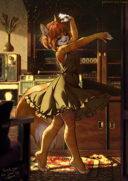 4_toes 5_fingers anthro arm_markings barefoot bent_arm biped breasts claws clothed clothed_anthro clothed_female clothing countershade_face countershade_feet countershade_fur countershade_hands countershading dancing day dipstick_tail dress electronics eyes_closed feet female female_anthro finger_claws fingerless_(marking) fingerpads fingers flower freckled_face freckles fur green_clothing green_dress hair handpaw happy heart_after_text heart_symbol humanoid_hands inner_ear_fluff inside leg_markings light long_tail markings medium_breasts medium_hair monotone_hair multicolored_body multicolored_fur open_mouth open_smile orange_body orange_fur orange_hair orange_markings orange_stripes pawpads paws pink_pawpads plant plant_pot plantigrade pose potted_plant radio raised_hand raised_heel rug side_view smile solo standing straight_arm striped_body striped_fur striped_markings striped_tail stripes sunlight tail tail_markings tan_nose television text tiptoes toe_claws toeless_(marking) toes tongue tuft vase white_body white_claws white_countershading white_fingers white_fur white_inner_ear white_inner_ear_fluff white_markings white_tail_tip white_toes white_tuft yellow_body yellow_fur yellow_tail yellow_text iskra vera_(iskra) domestic_cat felid feline felis mammal 2025 digital_drawing_(artwork) digital_media_(artwork) english_text full-length_portrait hi_res lighting portrait url